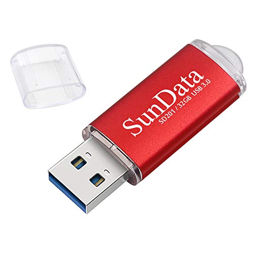 SunData Pendrive 32GB Chiavetta USB 3.0 archiviazione dati pen drive Fino a 90 MB/s, (Confezione Singola: Rosso)