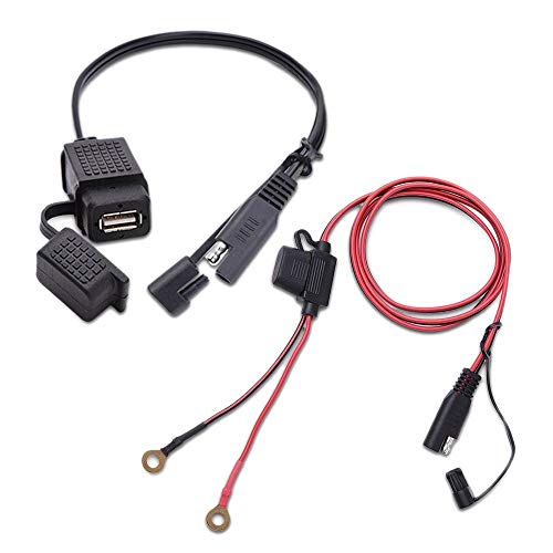 TOOGOO Supporto di Montaggio Girevole da 360 Gradi per Caricatore Adattatore per Cavo SAE To USB Connettore Rapido di Ricarica per Connettore Doppio USB 2.0A Rapido per Scooter 12-24V