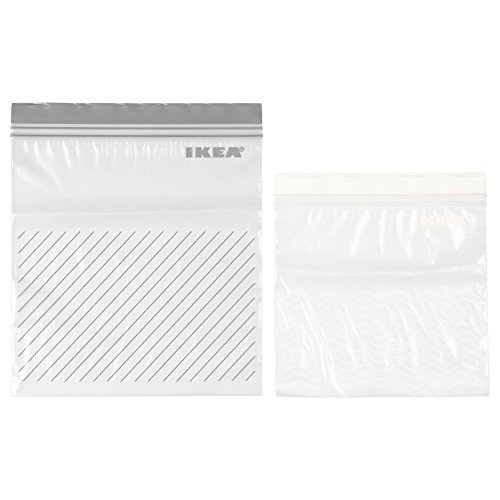 IKEA, sacchetto di plastica Istad, di colore grigio e bianco, confezione da 50 pezzi