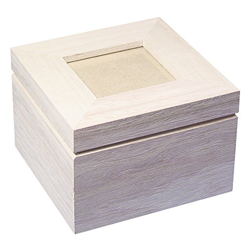 Rayher 62264000 legno - scatola con foto coperchio FSC Mix Credit, 12 x 12 x 8,2 cm