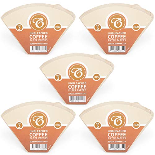 EDESIA ESPRESS - 500 filtri caffè americano in carta non sbiancata - forma a cono - misura 3/102
