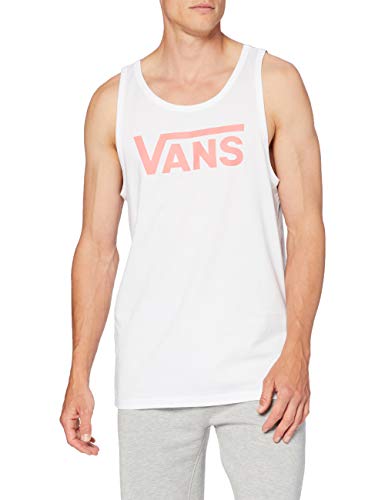Vans Classic Tank T-Shirt, Bianco (White/Calypso Coral Yps), Large Uomo
