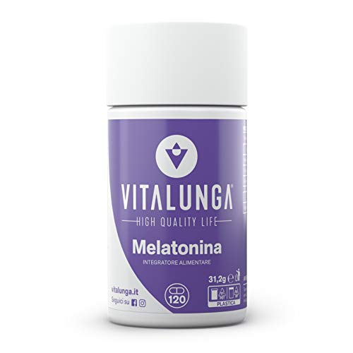 Melatonina Pura Vitalunga® | Integratore Naturale Ideale per Persone che Fanno Fatica ad Addormentarsi o che Viaggiano Spesso |120 Capsule Vegane di Melatonina per Dormire