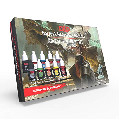 🖌 The Army Painter | 🧙 Dungeons and Dragons Nolzur’s Marvelous Pigments Adventurers Paint Set | 10 colori acrilici e 1 pennello Starter per pittura di modelli in miniatura per giochi di ruolo