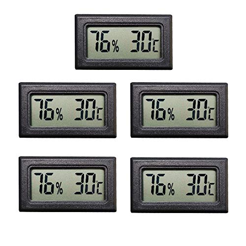 Thlevel 5PCS LCD Digitale Termometro Igrometro - Mini Temperatura Umidità Misuratore per Frigorifero, Congelatore, Serra, Auto, Casa, Ufficio