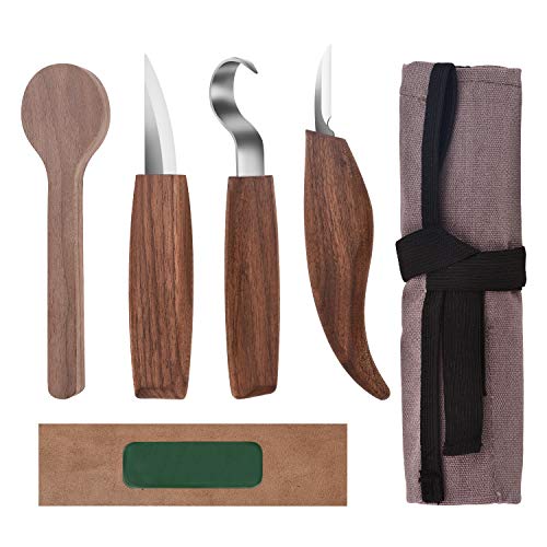 Set di Strumenti per Intaglio del Legno, Coltello da Intaglio in Legno per Affilare e la Lavorazione del Legno, per Intagliare Cucchiai Ciotole Tazze e Altri Mestieri, Wood Carving Tools