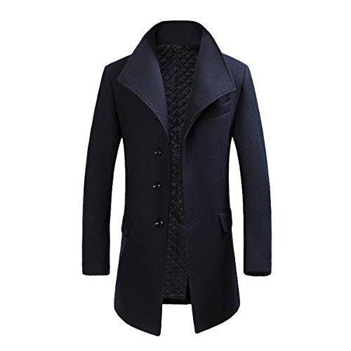 Allthemen Trench da Uomo Colletto alla Coreana Cappotto di Lana Casual Cappotto Lungo Invernale Cappotto Monopetto