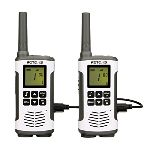 Retevis RT45 Walkie Talkie Ricaricabili PMR446 Ricetrasmettitore 121 CTCSS/DCS 10 Call Tones VOX Monitor della Stanza Dual Watch Ricetrasmittenti con Cavo di Ricarica USB (Bianco, 2 Pezzi)