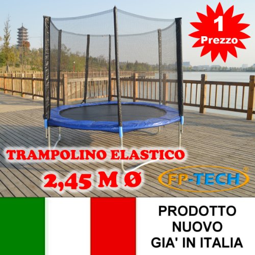 FP-TECH Trampolino Elastico da Giardino Tappeto Elastico Esterno Sport Rete (245cm - 8FT)