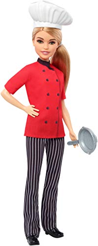 Barbie - Carriere Chef con Padella Bambola Cappello da Cuoco e Capelli Biondi, Giocattolo per bambini 3+ Anni, FXN99