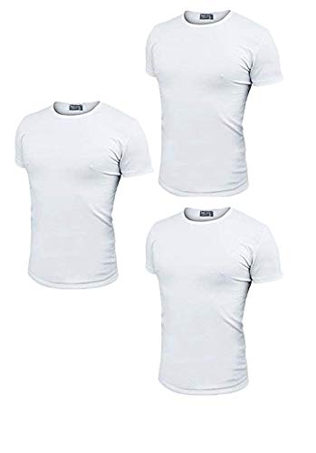 Enrico Coveri 3 t-Shirt Uomo Mezza Manica Girocollo Cotone bielatico Art ET1000 (4/M, Nero/Blu/Grigio)