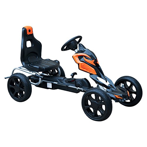 homcom GoKart a Pedali in Acciaio, Arancione e Nero, 122 x 60 x 70cm