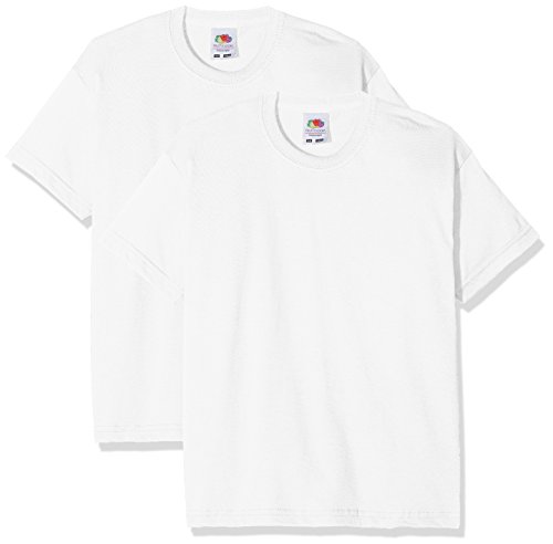 Fruit of the Loom Kids Valueweight Short Sleeve T 2 Pack T-Shirt, Bianco (Bianco Bianco), 5-6 Anni (Pacco da 2) Bambino
