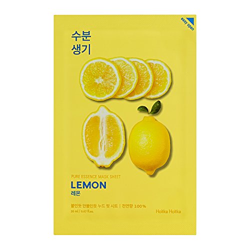 Holika Holika Pure Essence Mask Sheet Lemon Maschera viso cosmetica coreana, al limone