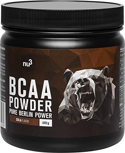 nu3 BCAA Powder Cola - 400 g di polvere di BCAA - sapore rinfrescante di cola - con un rapporto aminoacidico ottimale di 2:1:1 - per gli atleti di bodybuilding e di resistenza - 100% Vegano