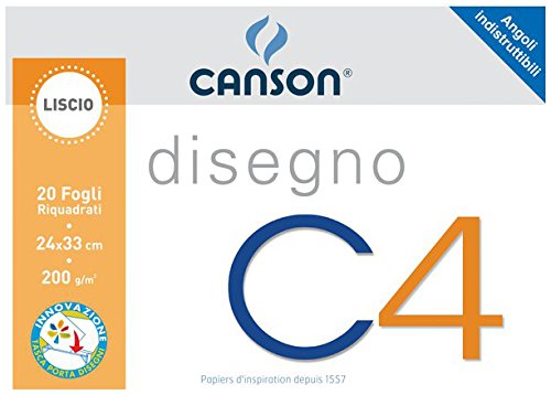 Canson 100500451 Album da Disegno C4, Liscio Riquadrato, 24 x 33 cm, 200 G/Mq, 20 [Italia]