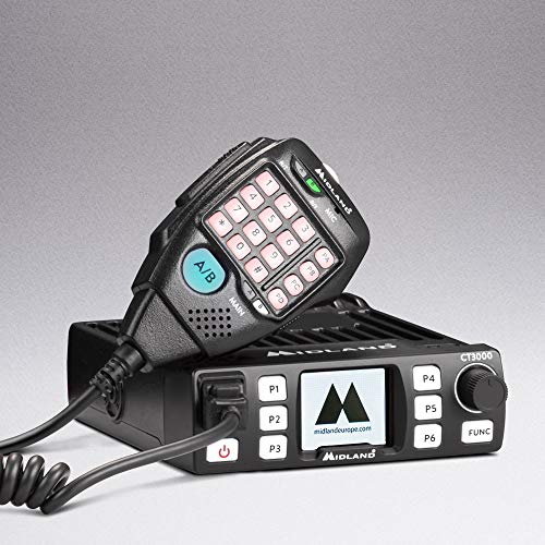 Midland CT3000 CB Radio Ricetrasmittente VHF/UHF Amatoriale da Professionisti, 200 Canali di Memoria Personalizzabili, Squelch Digitale e Ampio Display TFT - Ricetrasmettitore, Microfono da Palmo con