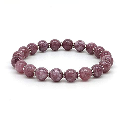 Bracciale Lepidolite naturale con separatori Pietre Dure