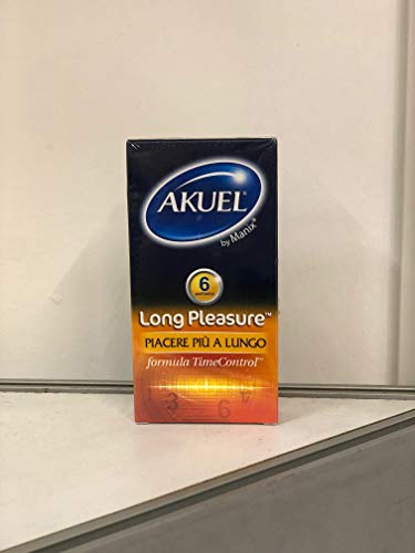 Akuel Long Pleasure, preservativi ritardanti con benzocaina, 6 pezzi