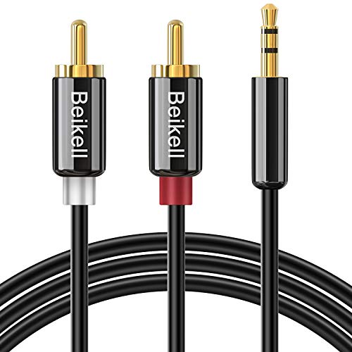 Beikell Cavo RCA Jack Adattatore [2M], 3.5mm a 2RCA Adattatore Cavo Audio AUX Stereo per Stereo Receiver, Amplificatore, TV, Proiettore, Radio e Altri Dispositivi Dotati di RCA Connettori - Nero