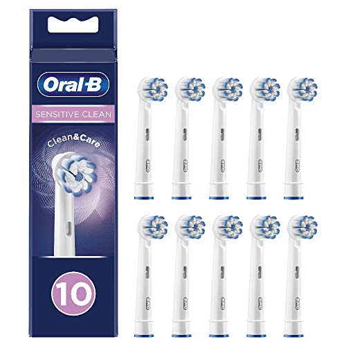 Oral-B Sensitive Clean Testine di Ricambio per Spazzolino Elettrico, Confezione da 10 Pezzi, Pacco Adatto alla Buca delle Lettere