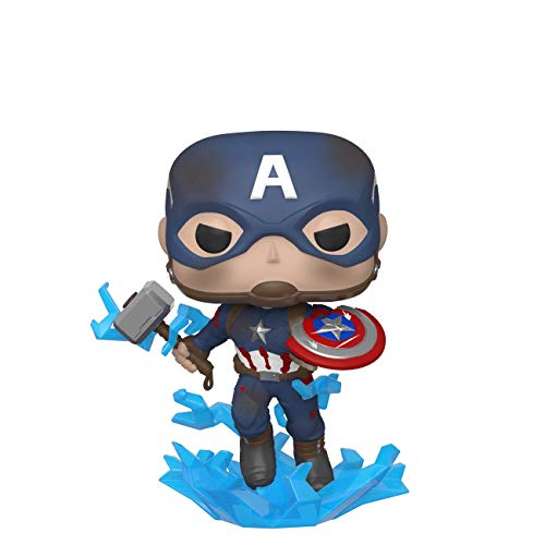 Funko- Pop Marvel: Endgame-Captain America w/BrokenShield & Mjolnir CAPT A w/BrokenShield&Mjolnir Collectible Toy, Multicolore, 45137