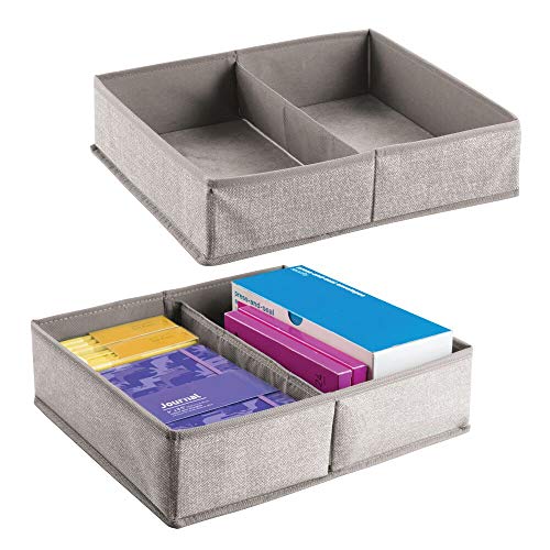 mDesign Set da 2 Organizer Cassetto in tessuto - Scatola per Ufficio per Penne, Quaderni, Matite, Blocco Note, Accessori e Altro - Scatola Scrivania in materiale di qualità - Colore: beige