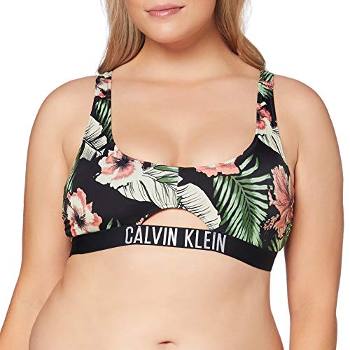 Calvin Klein Cut out Bralette Reggiseno Bikini, Nero (Tropical Print Black 00T), (Taglia Produttore: X-Large) Donna