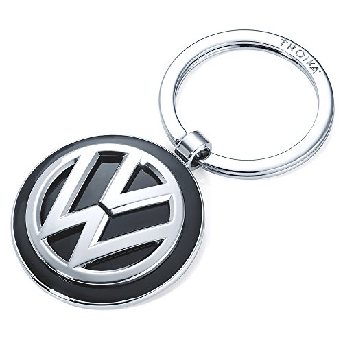 TROIKA VW VOLKSWAGEN KEYRING – KR16-05/VW – Portachiavi logo VW – in aggiunta 1 portachiavi – metallo pressofuso– lucido – cromato – argento, nero – TROIKA-originale