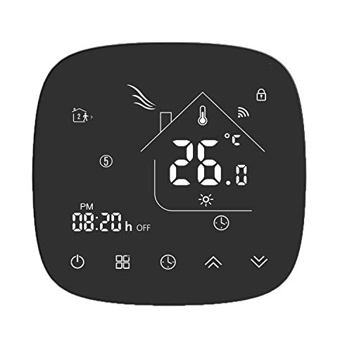 Termostato WiFi per Caldaia a Gas/Acqua,Termostato intelligente Schermo LCD(Schermo display negativo) Touch Button Retroilluminato Programmabile con Alexa e Telefono APP-Nero