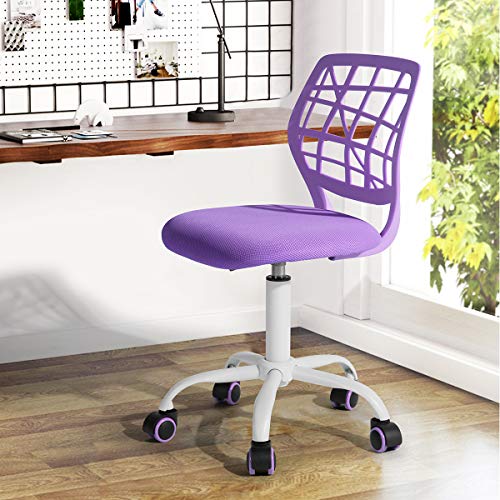 Fanilife - Sedia da ufficio, per scrivania, con design regolabile, sedia da computer e studio per bambini, girevole, senza braccioli, verde Viola