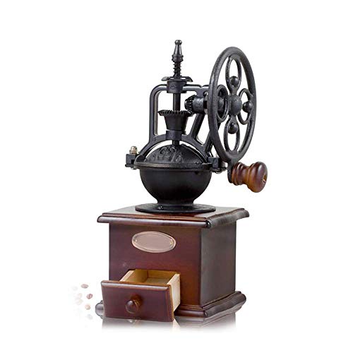 ZMHVOL Manuale Coffee Grinder Antico ghisa manovella Coffee Mill con Grind Impostazioni Cattura Cassetto for Coffee Bean ZDWN (Color : W02, Size : W02)