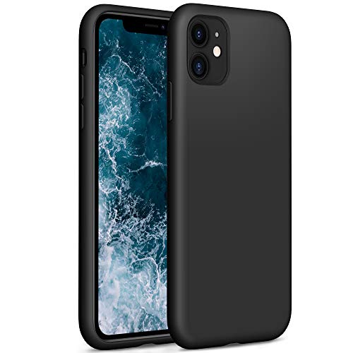 YATWIN Compatibile con Cover iPhone 11, Custodia per iPhone 11 Silicone Liquido, Protezione Completa del Corpo con Fodera in Microfibra, Compatibile con iPhone 11 6,1'', Nero