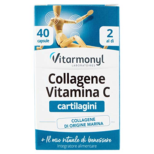 Vitarmonyl COLLAGENE VITAMINA C ● Integratore 40 capsule ● Benessere delle Cartilagini ● Collagene di origine marina ● Registrato Ministero Salute Italiano