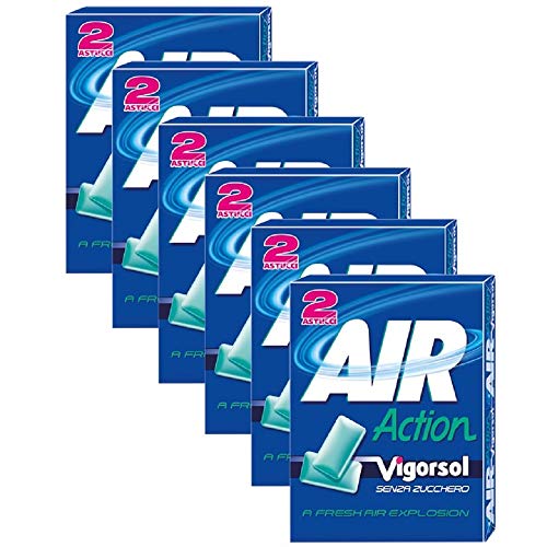Vigorsol Air Action Gomme da Masticare Senza Zucchero Multipack Astuccio, Chewing Gum Gusto Menta, 6 Confezioni da 2 Astucci, 12 Astucci