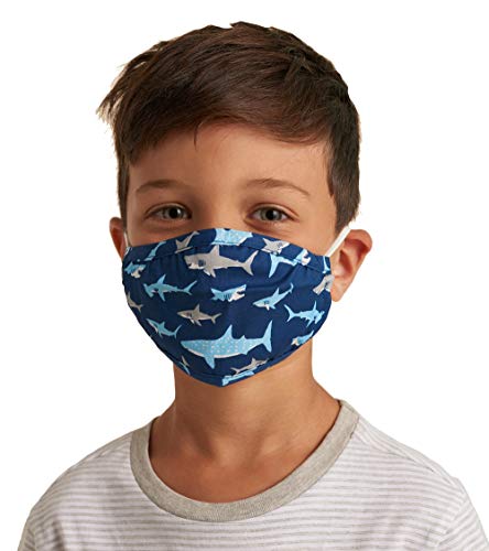 Little Blue House By Hatley Face Mask with Ear Elastic Sciarpa alla moda, Shark Frenzy, Taglia Unica Unisex-Bambini