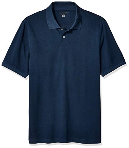 Amazon Essentials Regular-Fit Cotton Pique Polo Shirt, Dark Navy, L