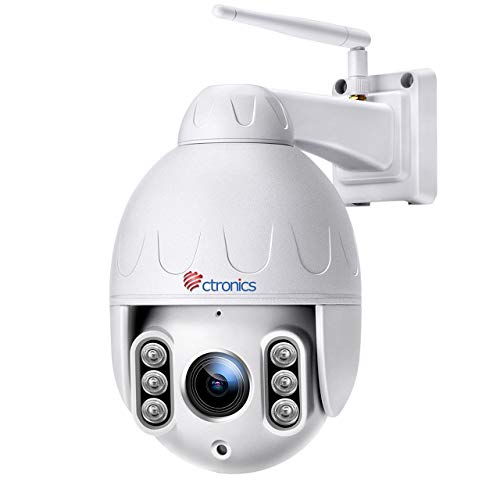 Telecamera Wifi Esterna senza fili, Ctronics 5MP PTZ IP Dome Telecamera di Sorveglianza, 5 X Zoom Ottico, Pan 360 °, Visione Notturna fino a 50m, Audio a 2 Vie, Motion Detection, Impermeabile 66