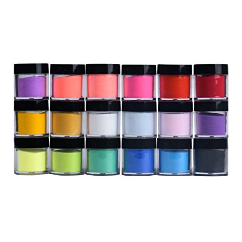 Polvere per manicure 18 colori, kit per nail art ， 18 Polvere per unghie acrilica tinta unita in vaso
