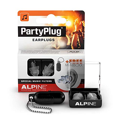 Tappi Alpine PartyPlug – Goditi le feste, i festival e i concerti in sicurezza – ottima qualità della musica – materiale ipoallergenico confortevole – tappi riutilizzabili – Trasparente