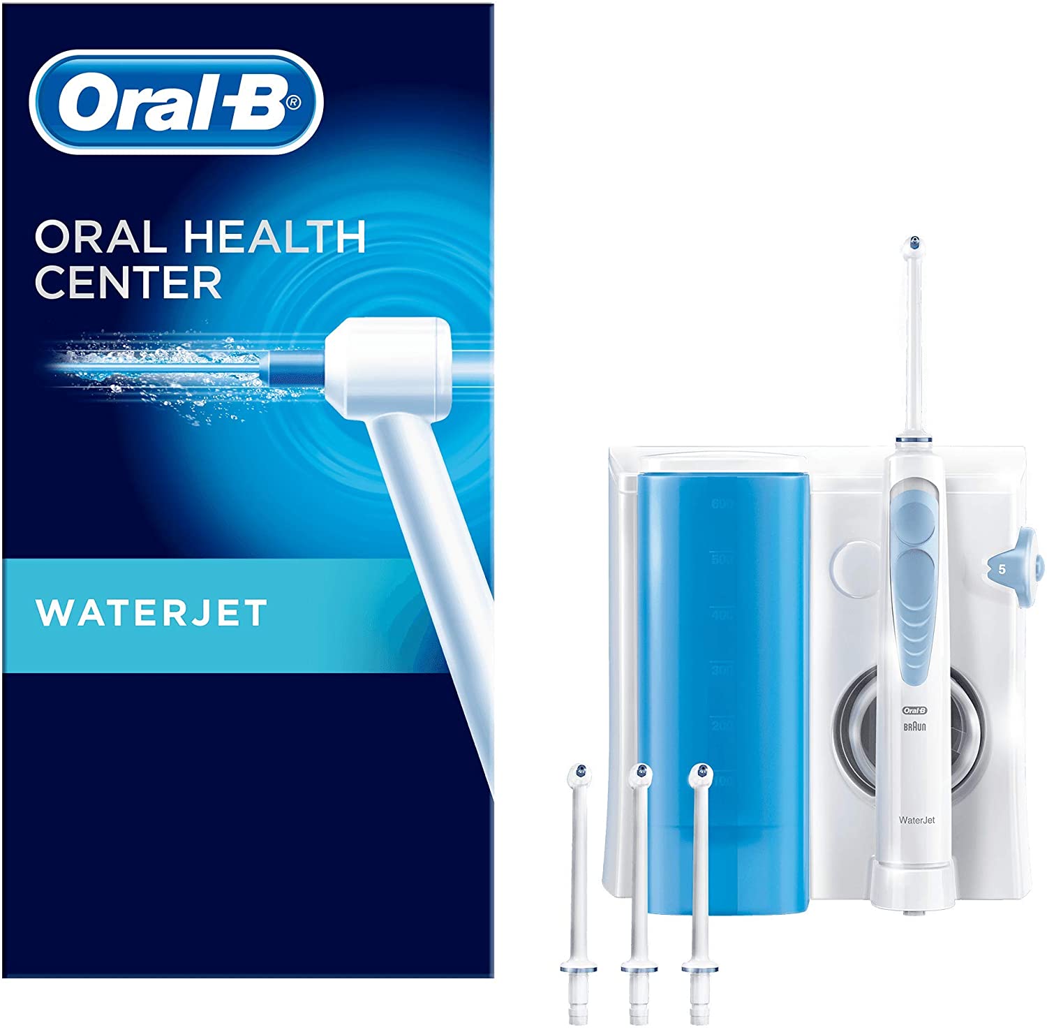 Oral-B Waterjet Sistema Pulente con Idropulsore e 4 Testine Waterjet, Pressione regolabile