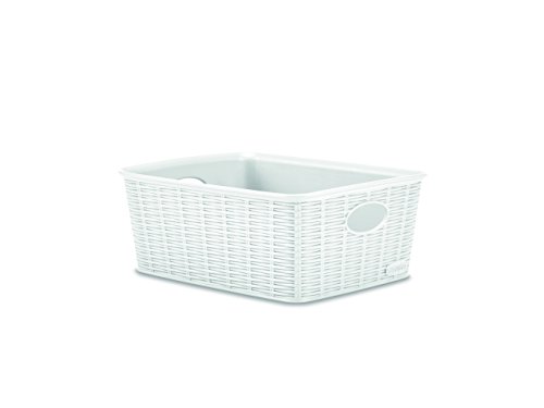 Stefanplast Elegance Cestino Rattan, Bianco, 25 x 19 x 10 cm