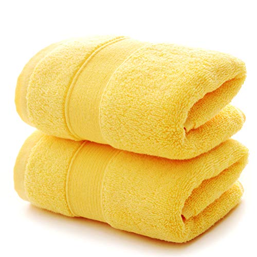HongLanAo Set di Asciugamani per La Casa o Hotel in Cotone 2 Pezzi Asciugamano Molto Morbido e Molto Spesso Molto Assorbente 2 * 170G / 14 * 30 Pollici (Giallo-2 Pack)