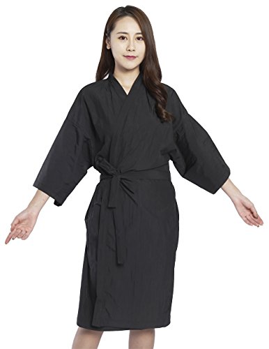 Camice protettivo stile kimono per clienti di saloni da parrucchiere (Colore: Nero, 110 cm)