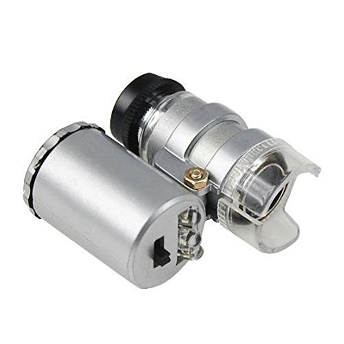 hnym-60 X Mini LED Mini LED UV microscopio ingrandimento Magnifier Micro Obiettivo ottico telescopio lente Bijoux loupe-bleu