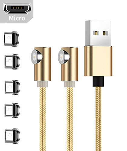 Ruibo Sike - Cavo di ricarica magnetico USB a forma di L, 90 gradi Micro USB dorato