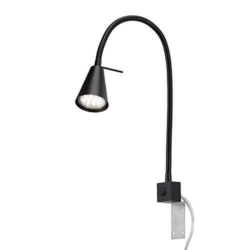 Briloner Leuchten Lampada da Letto a LED con Braccio Flessibile, Interruttore on/off, 4 Watt. 400 Lumen, 3000 Kelvin, di Colore Nero 4 W