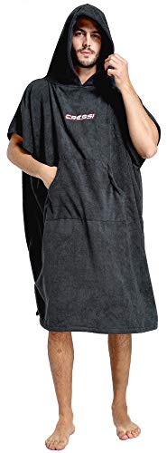 Cressi Poncho Robe, Indumento/Mantello Protettivo Multiuso Uomo, Nero, M/L 85/110 cm