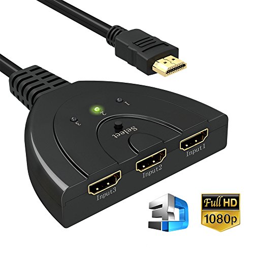 HDMI Switch | GANA Placcato Oro HDMI Splitter Cavo | HDMI Switcher | 3 in 1 Out Sostiene Volles HD1080P/3D con Cavo Ad Alta Velocità