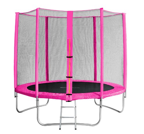 SixBros. SixJump 2,45 M Trampolino Elastico da Giardino Fuchsia - Scaletta - Rete di Sicurezza - Copertura Anti-Pioggia TP245/1610